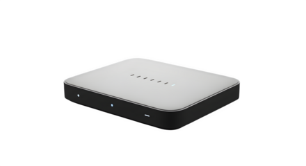 Modern router isolated on transparent background for home or small business use