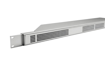 Server rack unit isolated on transparent background for data storage and networking