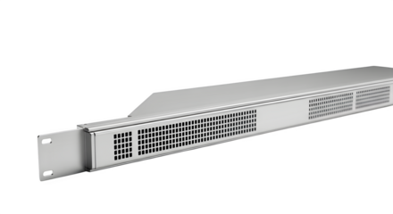 Server rack unit isolated on transparent background for data storage and networking