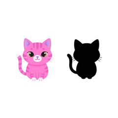 cat vector illustration with black silhoutte