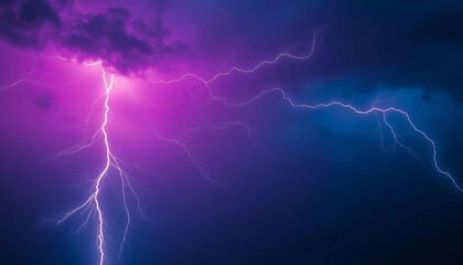 Vibrant streaks of multicolored lightning illuminate a dark, stormy sky,  vibrant,  intense