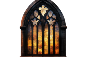 Gothic window design featuring vibrant stained glass against a detailed frame perfect for architectural studies in transparent gigapixel quality