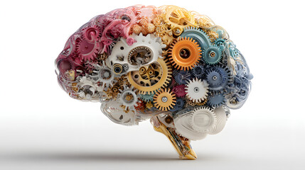 Brain composed of gears symbolizing thought intellect and the inner workings 