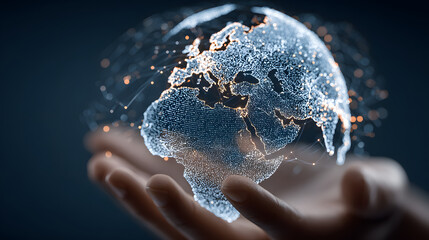 Digital Earth Globe in a Hand Representing Global Connection
