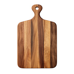 Wooden cutting board with handle isolated on transparent background