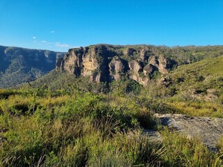 Fototapeta premium Cahill’s Lookout with Sunset Light over Blue Mountains, Australia
