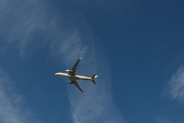 Airplane Takeoff at Fukuoka Airport on a Sunny Day