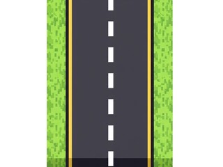 An overhead pixel art icon of a stright road, isolated on a white background. Versatile digital asset, perfect for game design, maps, or any project requiring a classic pixelated look.