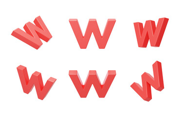 English Letter w Spelling Language 3D