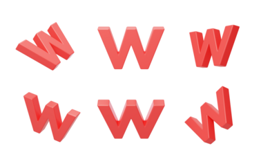 English Letter w Spelling Language 3D