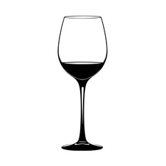 Illustration of a wine glass containing a small amount of dark liquid