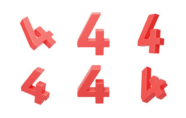 Number 4 calculates the anniversary countdown celebration 3D