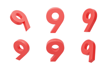 Count 9 for the anniversary countdown celebration 3D