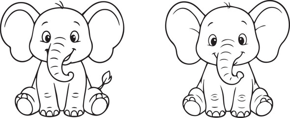 elephants coloring picture for kids