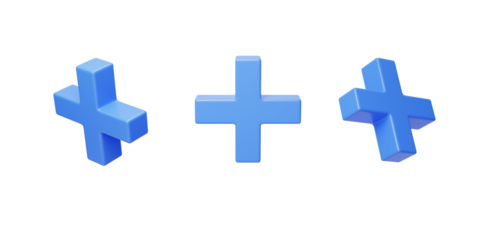 Sign addition, subtraction, multiplication, division plus sign 3D