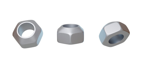 Hardware tools essential nuts for mechanical manufacturing 3D