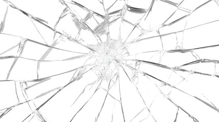 A shattered window with a hole in the middle