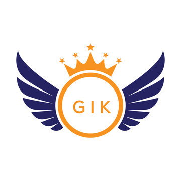 GIK Winged Crown Company logo. GIK Luxury Royal Company logo design for entrepreneur and business. GIK Brand Identity best icon.
