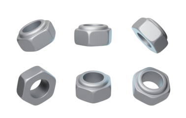 Hardware tools essential nuts for mechanical manufacturing 3D