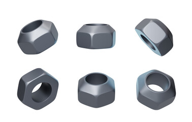 Hardware tools essential nuts for mechanical manufacturing 3D