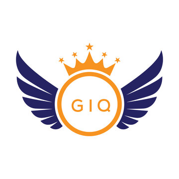 GIQ Winged Crown Company logo. GIQ Luxury Royal Company logo design for entrepreneur and business. GIQ Brand Identity best icon.
