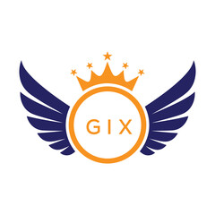 GIX Winged Crown Company logo. GIX Luxury Royal Company logo design for entrepreneur and business. GIX Brand Identity best icon.
