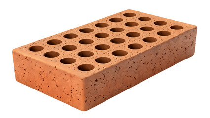 high quality red brick with holes isolated on transparent background