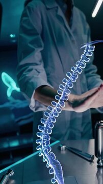 Exploring Marine Biology Through Advanced Holographic Technology: A Scientist Analyzes the Anatomy of Marine Creatures in a High-Tech Laboratory Setting