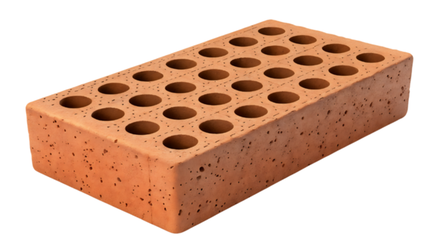 high quality red brick with holes isolated on transparent background - Powered by Adobe