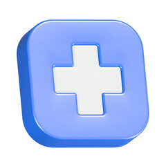 Obraz premium First aid kit button with a medical cross symbol and a health plus sign for web design and medical emergency illustration