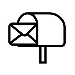 Mailbox Icon, Mail Delivery - Envelope Entering in Open Post Box-1