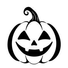 Black and white vector silhouette of a Halloween pumpkin on white background