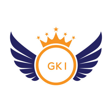 GKI Winged Crown Company logo. GKI Luxury Royal Company logo design for entrepreneur and business. GKI Brand Identity best icon.
