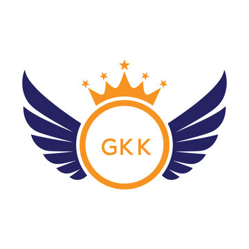 GKK Winged Crown Company logo. GKK Luxury Royal Company logo design for entrepreneur and business. GKK Brand Identity best icon.
