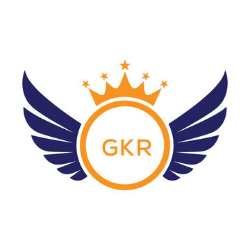 GKR Winged Crown Company logo. GKR Luxury Royal Company logo design for entrepreneur and business. GKR Brand Identity best icon.
