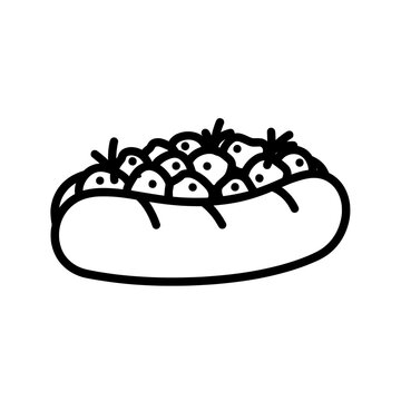 black and white hot dog with toppings clip art preview