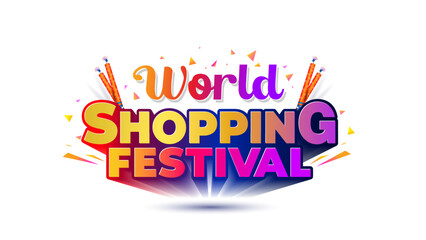 World Shopping Festival, Festive sale, offer and deals advertisement logo unit design.