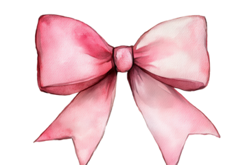 Pink bow watercolor illustration showcasing a soft gradient of pastel shades perfect for decorative purposes in various creative projects and crafts activities