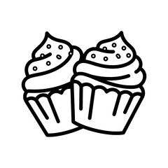 Cupcake with chocolate frosting on paper cup with transparent background