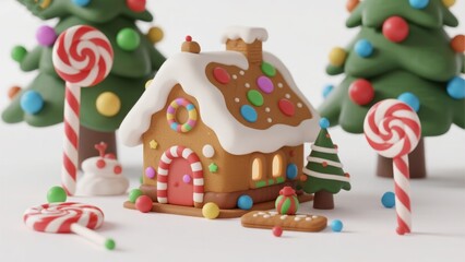Gingerbread house with candy decorations