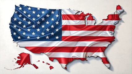 United States map filled with American flag pattern symbolizing USA national unity and pride