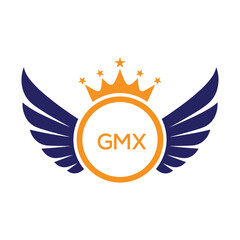 GMX Winged Crown Company logo. GMX Luxury Royal Company logo design for entrepreneur and business. GMX Brand Identity best icon.
