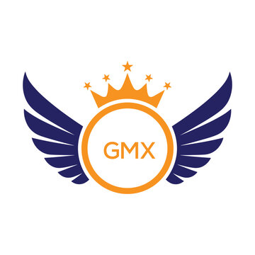 GMX Winged Crown Company logo. GMX Luxury Royal Company logo design for entrepreneur and business. GMX Brand Identity best icon.
