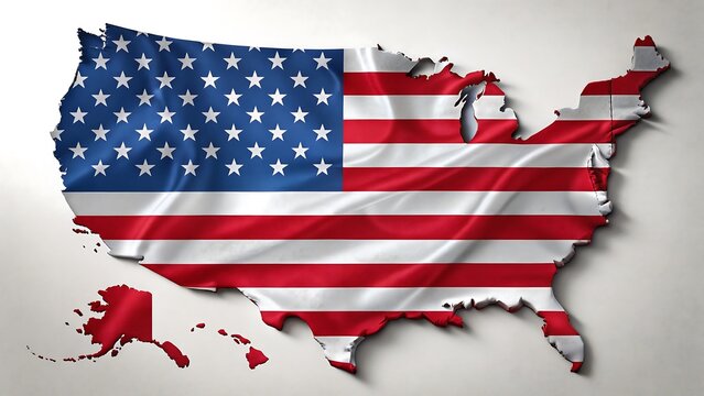 United States map with American flag design representing USA patriotism and national pride