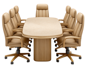 Marble conference table with glossy finish and sleek chairs, modern office furniture, comfortable seating, professional workspace, elegant and inviting atmosphere