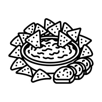 black and white chips and dip clip art preview
