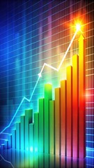 Increasing Stock Price Chart with Vibrant Colors and Trends