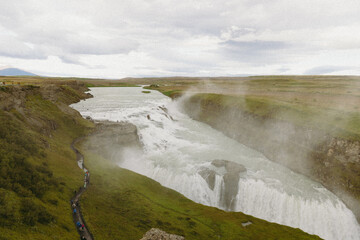 Gullfoss Waterfall on a gloomy day in Iceland