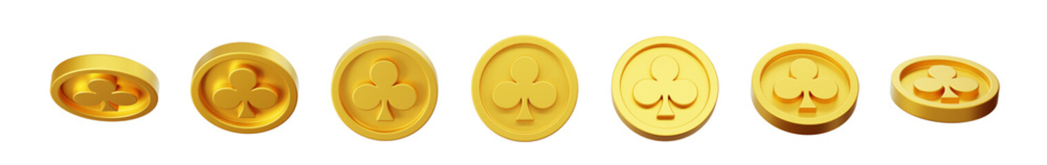 Gambling poker card suit Plum Gold Coin 3D
