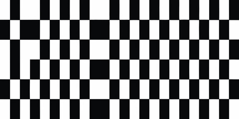 Fototapeta premium Abstract optical illusion of black and white vertical stripes creating a maze or staircase pattern